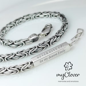 Bysantinskt armband i sterlingsilver, kungkedja, personlig gravyr