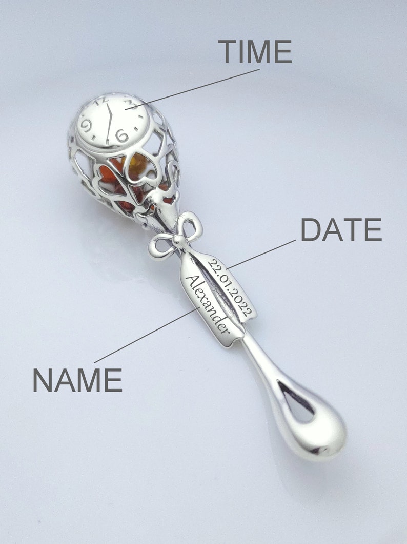Sterling Silver Baby MINI Rattle Engraved Gift, Christening Keepsake ...