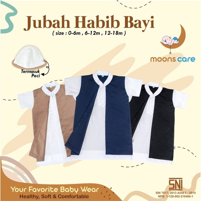 Baby thobe abayas sets for muslim boys with prayer hat image 3