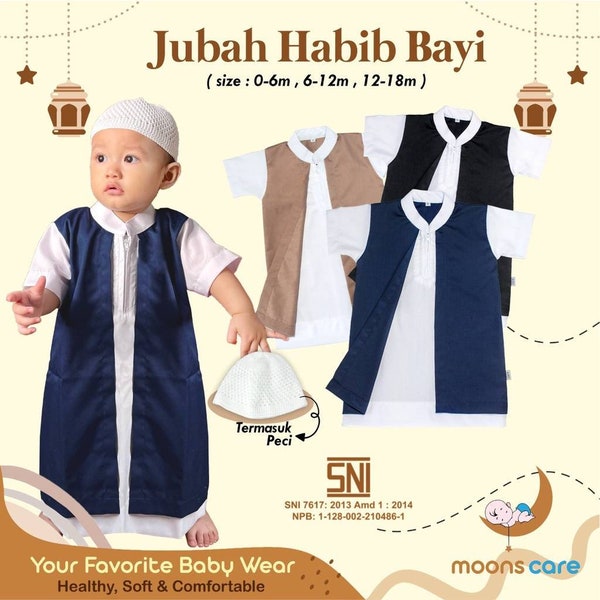 Baby thobe abayas sets for muslim boys with prayer hat