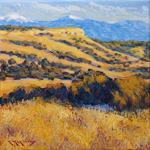 Original Fine Art Acrylic Painting on canvas Rocky Cliffs & Pikes Peak Scene by Ed McCarthy Artist