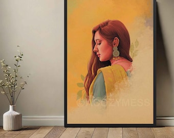 Indian Wall Art | Woman in Saree Wall Poster | Ethnic Decor
