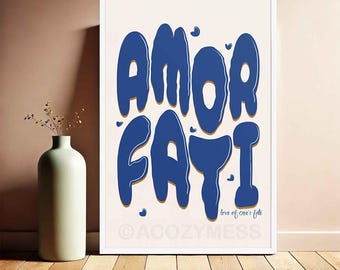 Affiche stoïcienne d'Amor Fati : impression de philosophie minimaliste