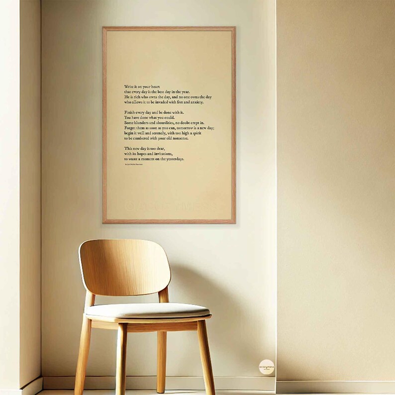 Ralph Waldo quote  Framed poster in oakwood finish with minimalist quote typography.