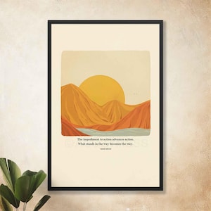 Marcus Aurelius Print – What Stands in the Way Becomes the Way | Stoic Philosophy | Inspirational Decor for Home and Office