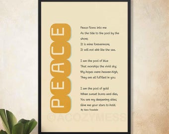 Peace By Sara Teasdale | Poem Print | Poetry Prints | Literary Prints