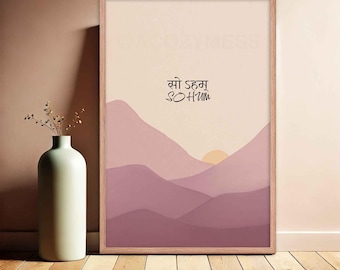 So Hum Mantra Print, Mantra Poster, Spiritual Wall Art, Yoga Room Decor