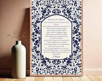 St. Francis Prayer Art: Christian Floral Poster, Spiritual Home Decor