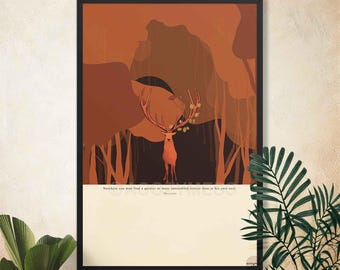 Marcus Aurelius-affisch: Stoisk filosofitryck med hjortillustration