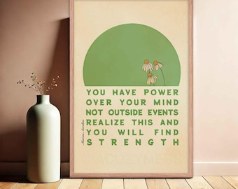 Marcus Aurelius stoiska citatposter: Grön blommig filosofisk konst
