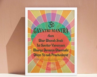 Gayatri Mantra Art Print: Spiritual Yoga Room Decor