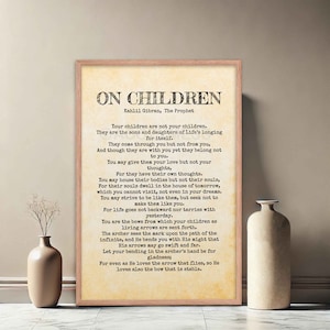 Über Kinder Kahlil Gibran Gedicht, inspirierende Wandkunst für Eltern