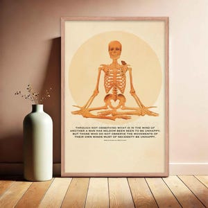 Marcus Aurelius Observing the Mind Poster | Meditating Skeleton Art | Stoic Philosophy Wall Art