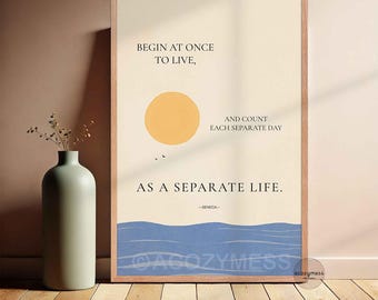 Stampa artistica da parete con citazione di Seneca – "Comincia subito a vivere" Poster di filosofia stoica