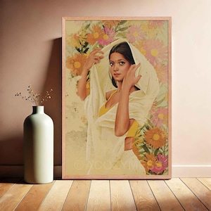 Indian Woman in Saree Wall Art Print for Indian Wall Decor | India Wall Art | India Artwork | Indian Art Print | Indian Painting