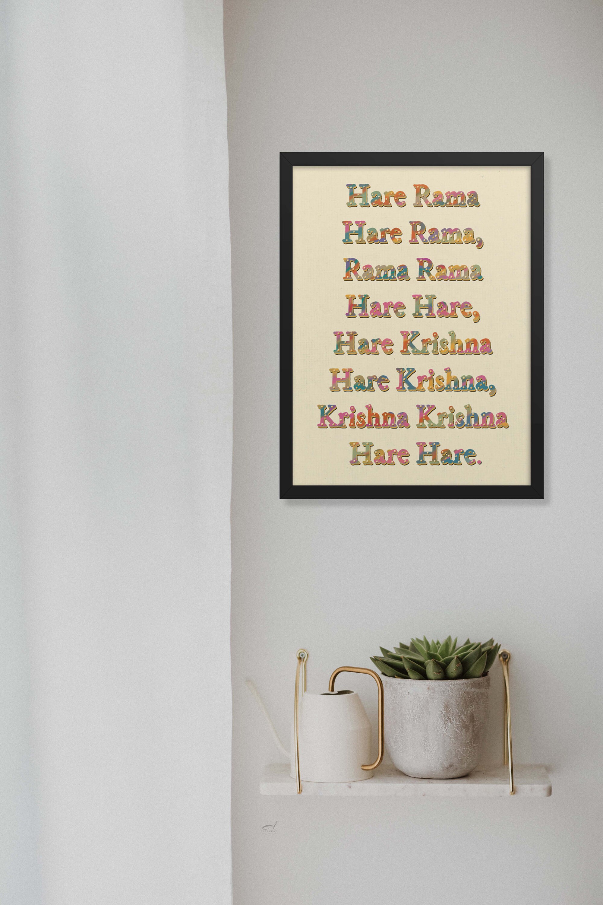 Hare Rama Hare Krishna Mantra Poster Mantra Print Spiritual 