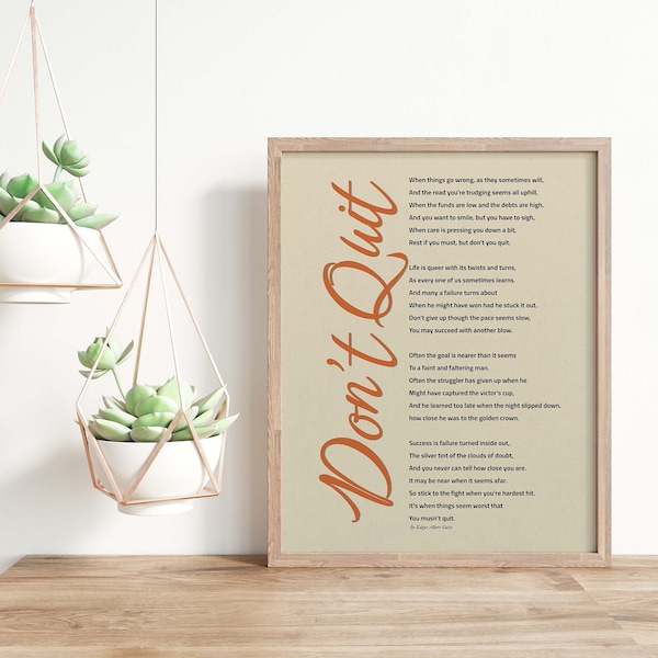 Dont Quit Poem - Etsy