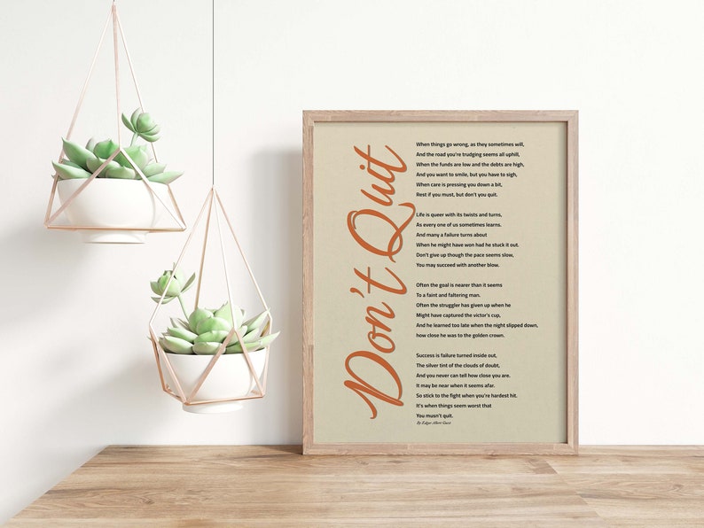 Don't Quit Poem Print, Inspirational Poem Poster, Inspirational Gift - Etsy