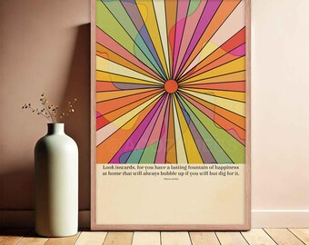 Marcus Aurelius Quote Poster on Happiness: Colorful Stoic Philosophy Wall Art