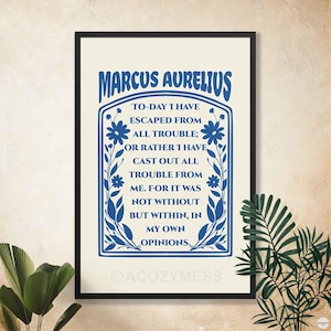 On Troubles - Marcus Aurelius Print | Stoic Print | Philosophy Poster | Stoicism Wall Art