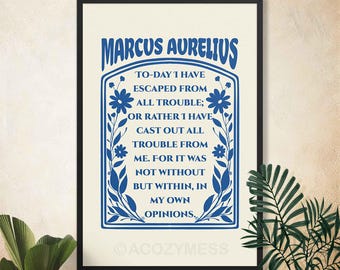 Sobre los Problemas - Impresión de Marco Aurelio / Impresión estoica / Póster de filosofía / Arte mural estoico