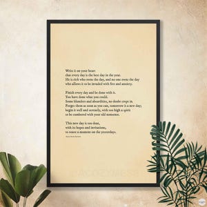 New day by Ralph Waldo Emerson Framed poster in black finish for inspirational office wall