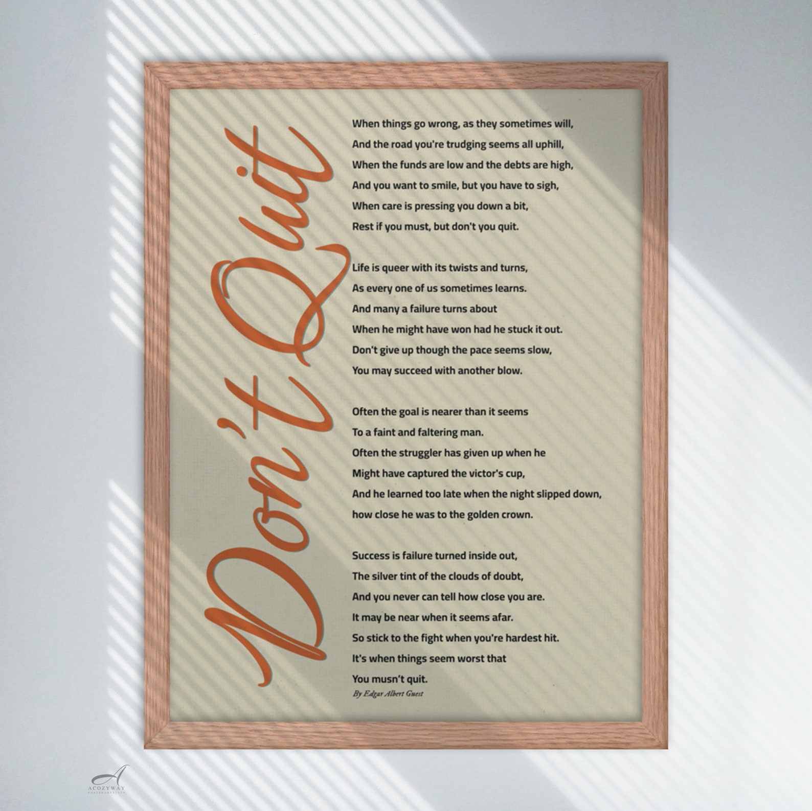 Don't Quit Poem Print, Inspirational Poem Poster, Inspirational Gift - Etsy