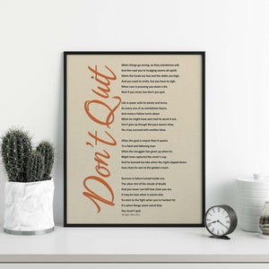 Don't Quit Poem Print, Inspirational Poem Poster, Inspirational Gift - Etsy