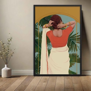 Woman Wall Art, Indian Woman Wall Art Print, Indian Home decor