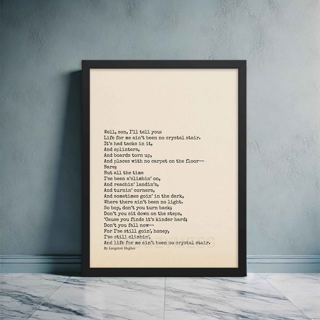 Mother to Son Poem Print, Inspirational Gift for Son - Etsy UK