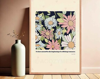 Oscar Wilde Quote Poster – The Beginning of a Lifelong Romance | Self-Care Wall Decor| Classic Literature Prints