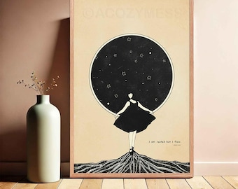 Virginia Woolf Print - I Am Rooted But I Flow | Literarische Kunst Drucke | Literatur Poster