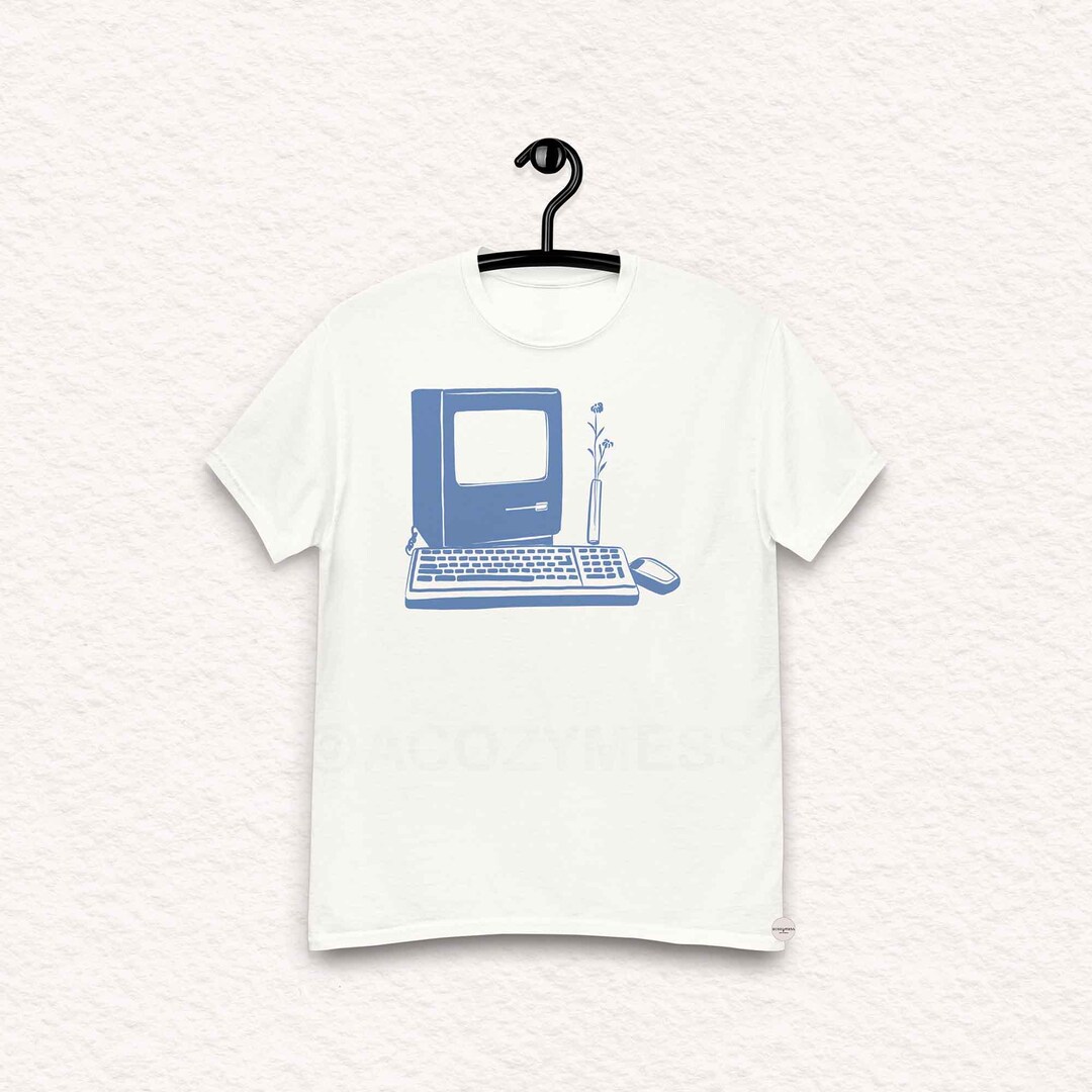 Retro Computer T-shirt – Vintage Tech Vibes in Blue | Programmer Tshirt ...