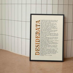 Poster della poesia "Desiderata", poesia ispiratrice, stampa regalo di laurea