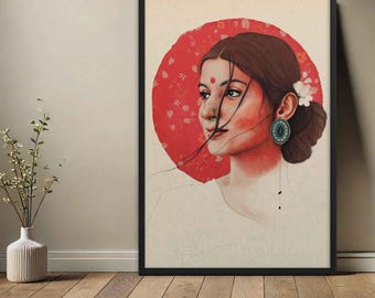 South Asian Woman Portrait: Indian Ethnic Art Print | Indian Painting