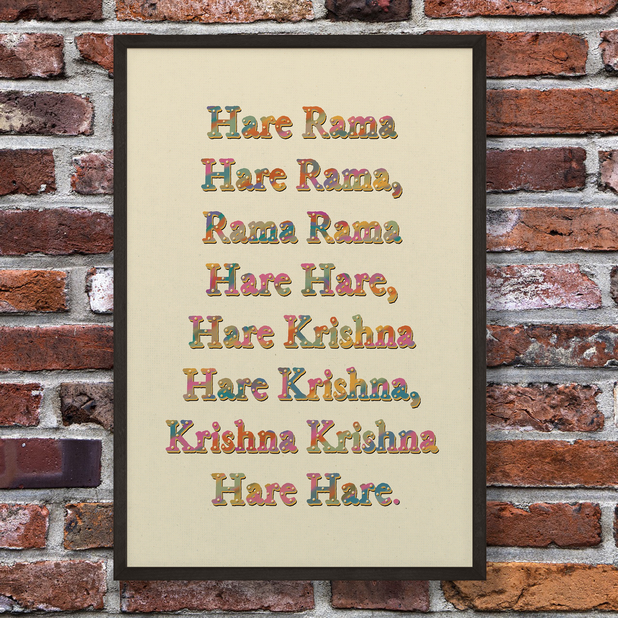 Hare Rama Hare Krishna Mantra Poster Mantra Print Spiritual 