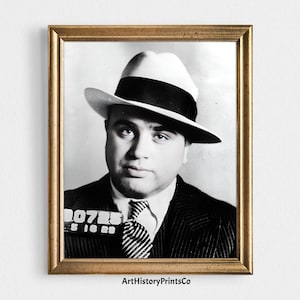 Historical Al Capone Mug Shot 1927 Chicago Vintage Poster Photo | Print Black and White Wall Art | Mafia Memorabilia Digital Printable 132