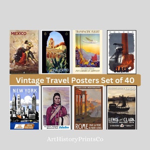 Retro Travel Posters Collection | 40 Vintage Art Prints for Gallery Wall | Instant Download 80