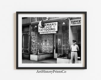 PRINTABLE Vintage Photo Poster | Tattoo Parlor Gift Decor Black and White Wall Art | Artist Ink Shop Retro Photography | Digital Download 39