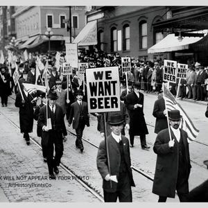 Vintage Photo Poster Print We Want Beer | Prohibition Era Wall Art Gift Decor | Black and White Retro Photography Digital Printable 172