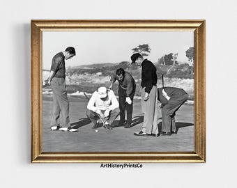 Impresión fotográfica de golfistas vintage: Arte mural en blanco y negro (descarga digital)
