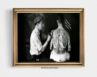 Vintage Tattoo Parlor Photo Print: Black & White Tattoo Shop Art (Digital Download)