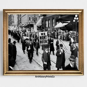 Vintage Photo Poster Print We Want Beer | Prohibition Era Wall Art Gift Decor | Black and White Retro Photography Digital Printable 172