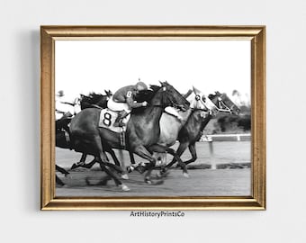 Vintage Horse Racing Photo Print: Black and White Wall Art (Digital Download) 243