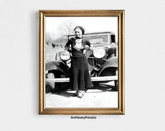 Impresión fotográfica de Bonnie y Clyde, 1933: Arte mural de la época de los gánsteres (descarga digital)