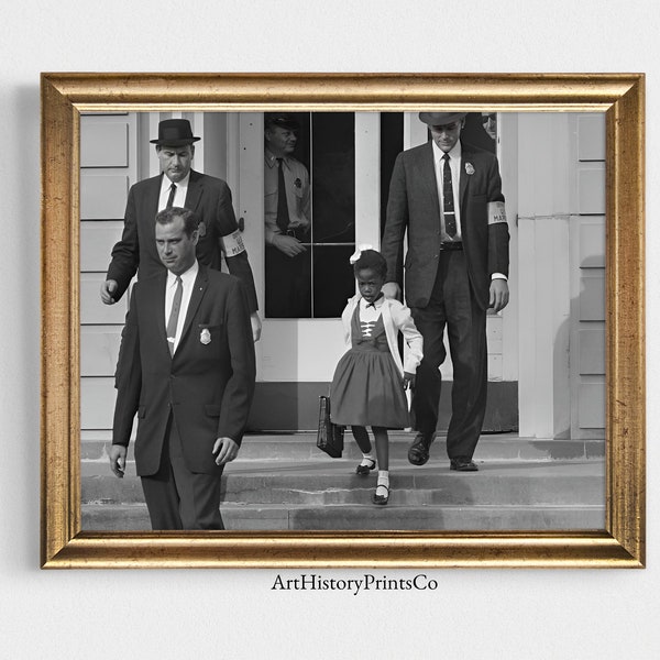 PRINTABLE Photo Poster Ruby Bridges Black Girl Art | African American Woman Gift Black History Digital Download Photo Black White Print 2