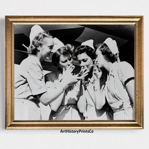 Vintage US Army Nurse Photo Print: Black and White Wall Art (Digital Download)