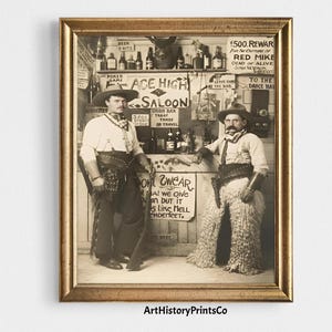 Vintage Wild West Cowboy Saloon Photo Poster| Old West Bar Scene with Gunslingers | Home Decor Gift Digital Download Printable 274