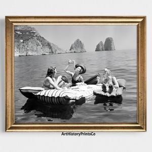 Vintage Italian Riviera Print, Women Eating Spaghetti on Water, Retro Photography, Black and White Art,  Art Wall Decor, Digital Download 38