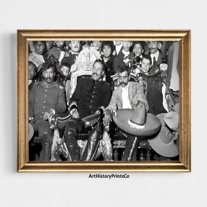 Pancho Villa & Emiliano Zapata History Print | Mexican Revolution Art, Soldiers Poster, Wall Decor, Vintage Illustration 155
